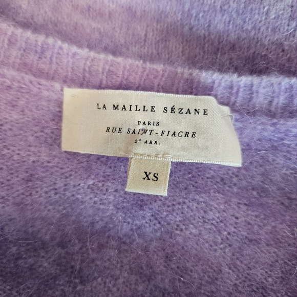 Sézane Léon Jumper Lilac Size XS Mohair Wool Balloon Sleeve Parisian Chic - Picture 11 of 13